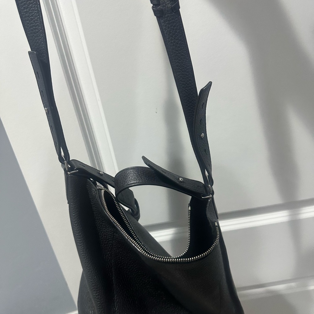 AllSaints Black Pebbled Leather Shoulder Bag